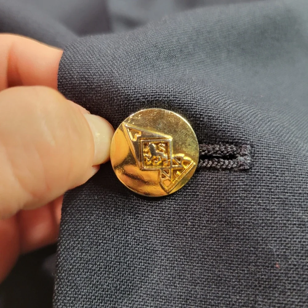 Austin‎ Reed Mens Navy Blue Pure Virgin Wool Blazer Gold Crest Buttons Dillard's